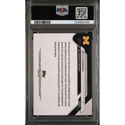 Graded 2025 Topps Bowman U Now Bryce Underwood #1 Rookie RC Football Card PSA 10 Gem Mint | PSA 10 Gem Mint Graded Rookie Card | vintageantiquesgifts.com