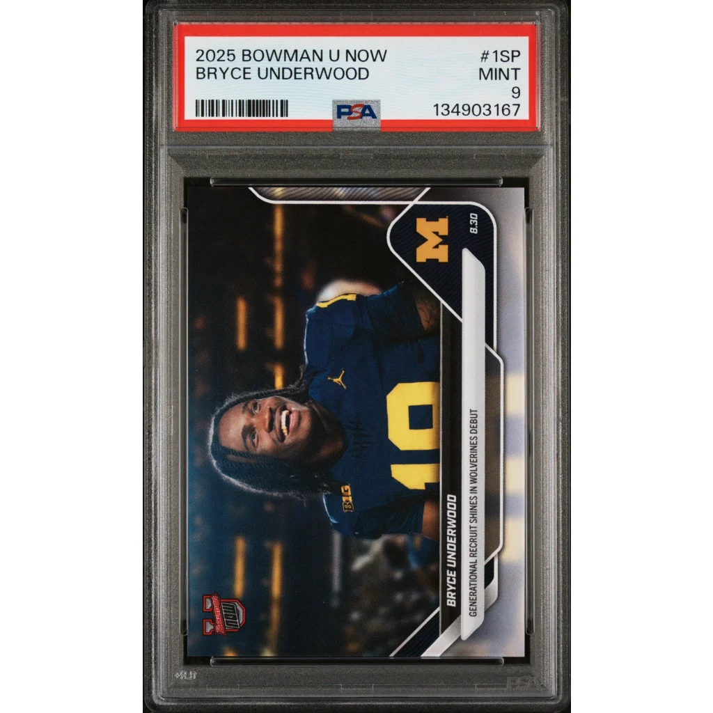 2025 Bowman U Now Bryce Underwood #1SP PSA 9 Mint football card slab