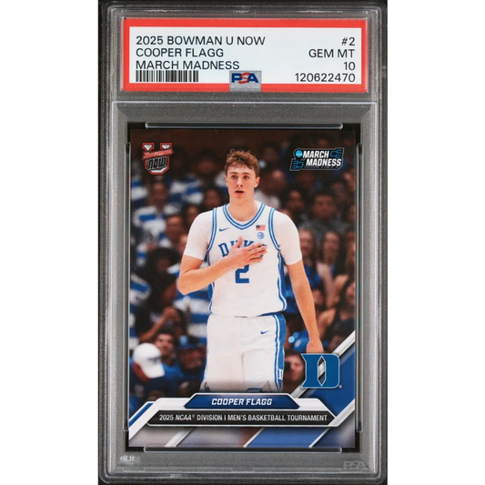 Graded 2025 Topps Bowman U Now Cooper Flagg #2 March Madness Rookie RC Basketball Card PSA 10 Gem Mint | Hall of Fame Sports Memorabilia | vintageantiquesgifts.com