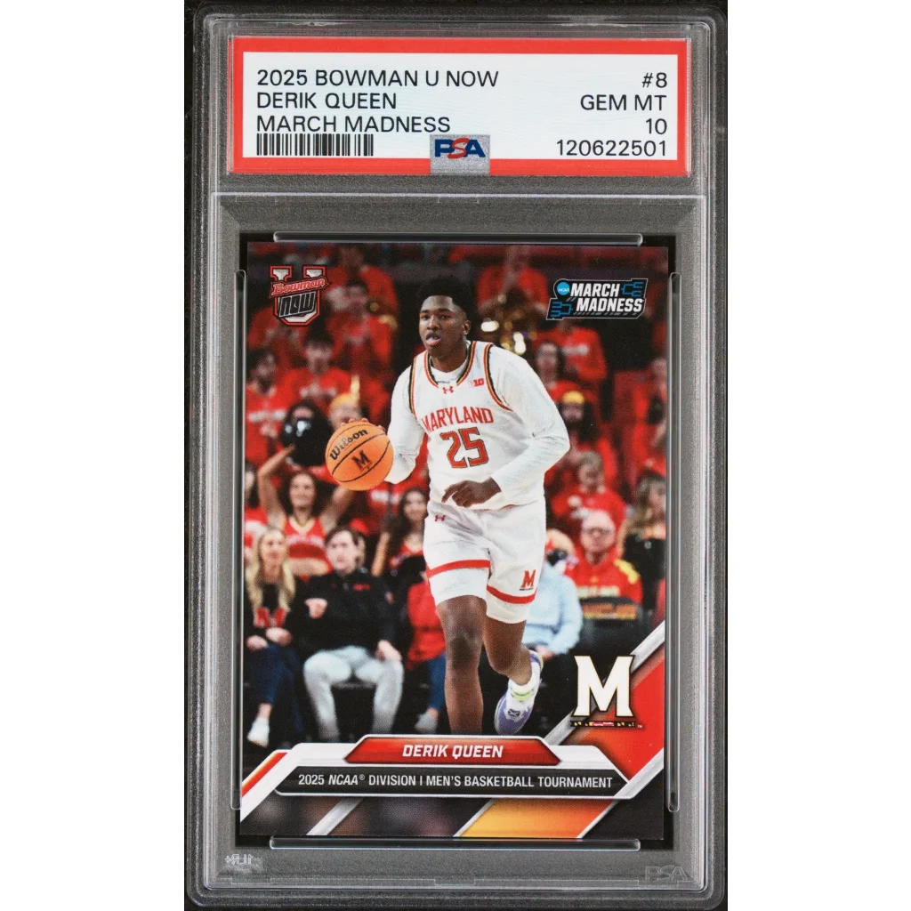Graded 2025 Topps Bowman U Now Derik Queen #8 March Madness Rookie RC Basketball Card PSA 10 Gem Mint | Hall of Fame Sports Memorabilia | vintageantiquesgifts.com