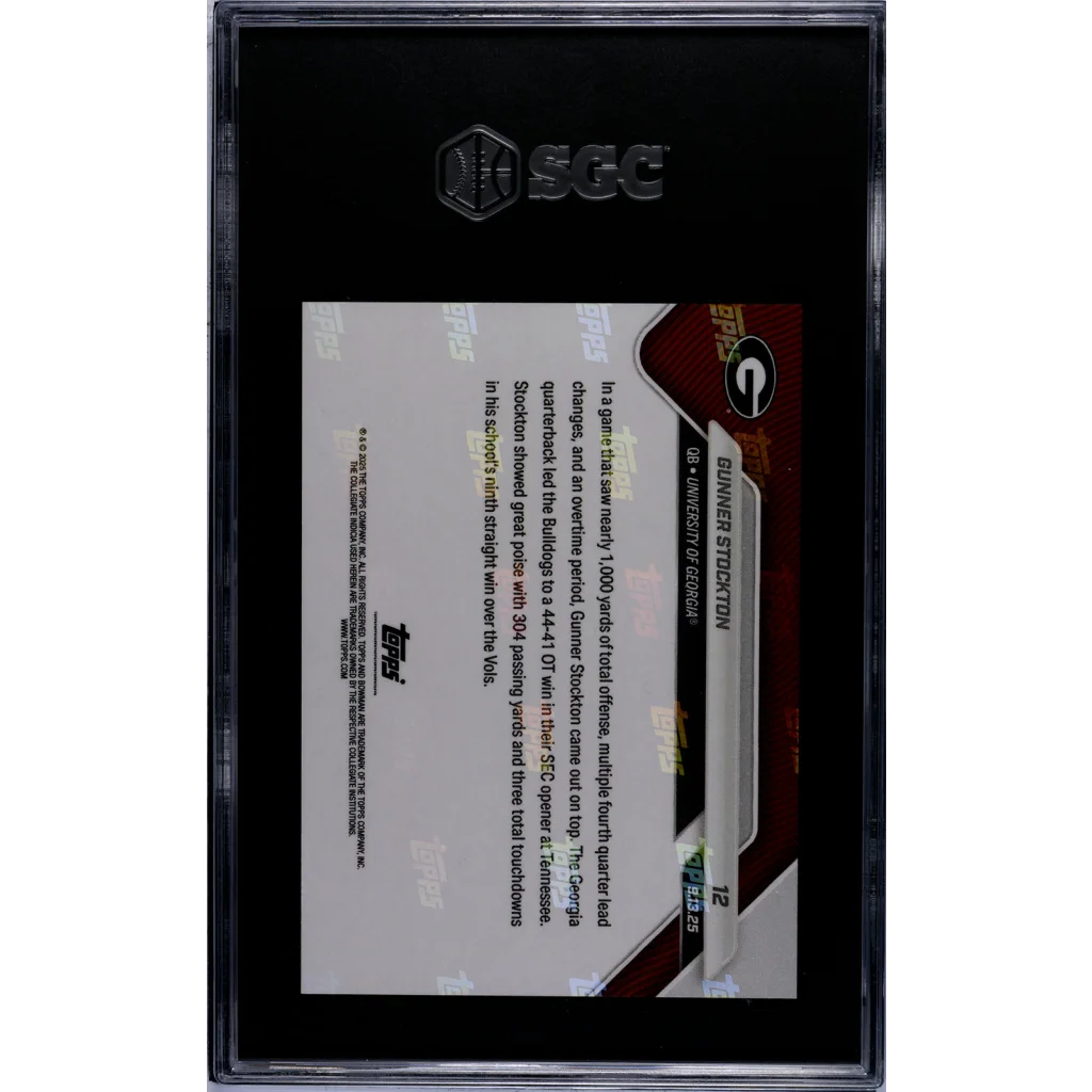 Graded 2025 Topps Bowman U Now Gunner Stockton #12 Gold Foil /50 Rookie RC Football Card SGC 10 Gem Mint