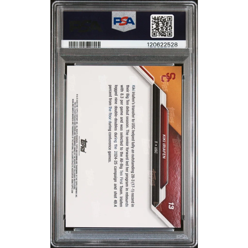 Graded 2025 Topps Bowman U Now Kiki Iriafen #13 March Madness Rookie RC Basketball Card PSA 10 Gem Mint | PSA 10 Gem Mint Graded Rookie Card | vintageantiquesgifts.com