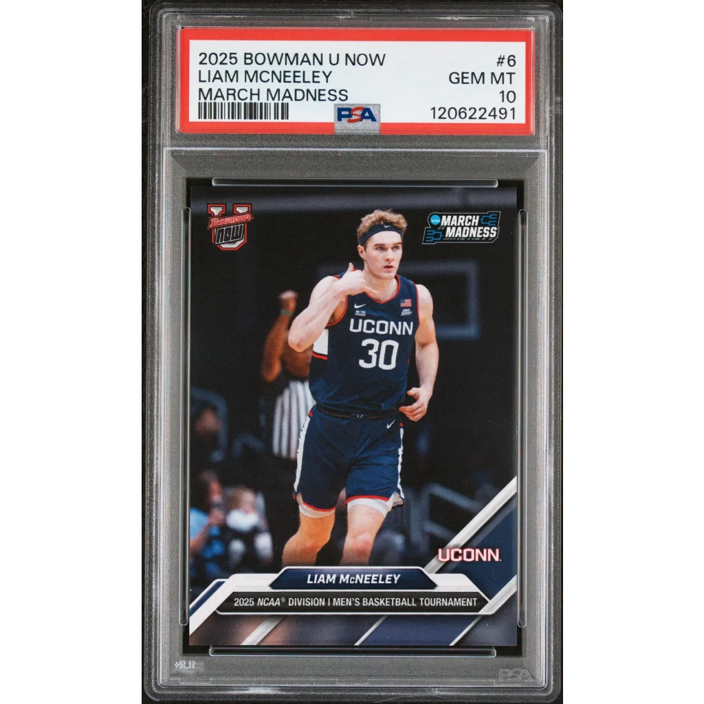 Graded 2025 Topps Bowman U Now Liam McNeeley #6 March Madness Rookie RC Basketball Card PSA 10 Gem Mint | Hall of Fame Sports Memorabilia | vintageantiquesgifts.com