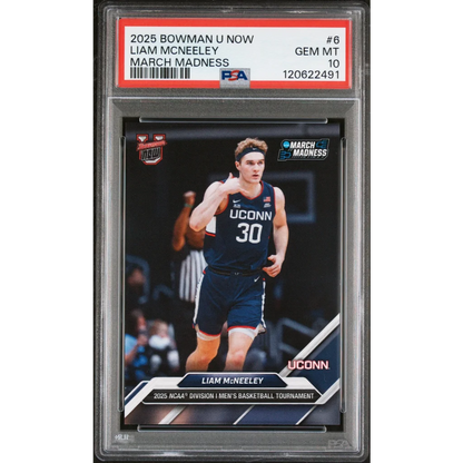 Graded 2025 Topps Bowman U Now Liam McNeeley #6 March Madness Rookie RC Basketball Card PSA 10 Gem Mint | Hall of Fame Sports Memorabilia | vintageantiquesgifts.com
