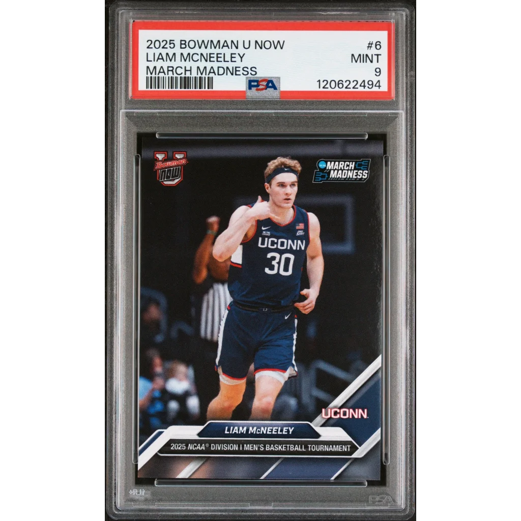 Graded 2025 Topps Bowman U Now Liam McNeeley #6 March Madness Rookie RC Basketball Card PSA 9 Mint
