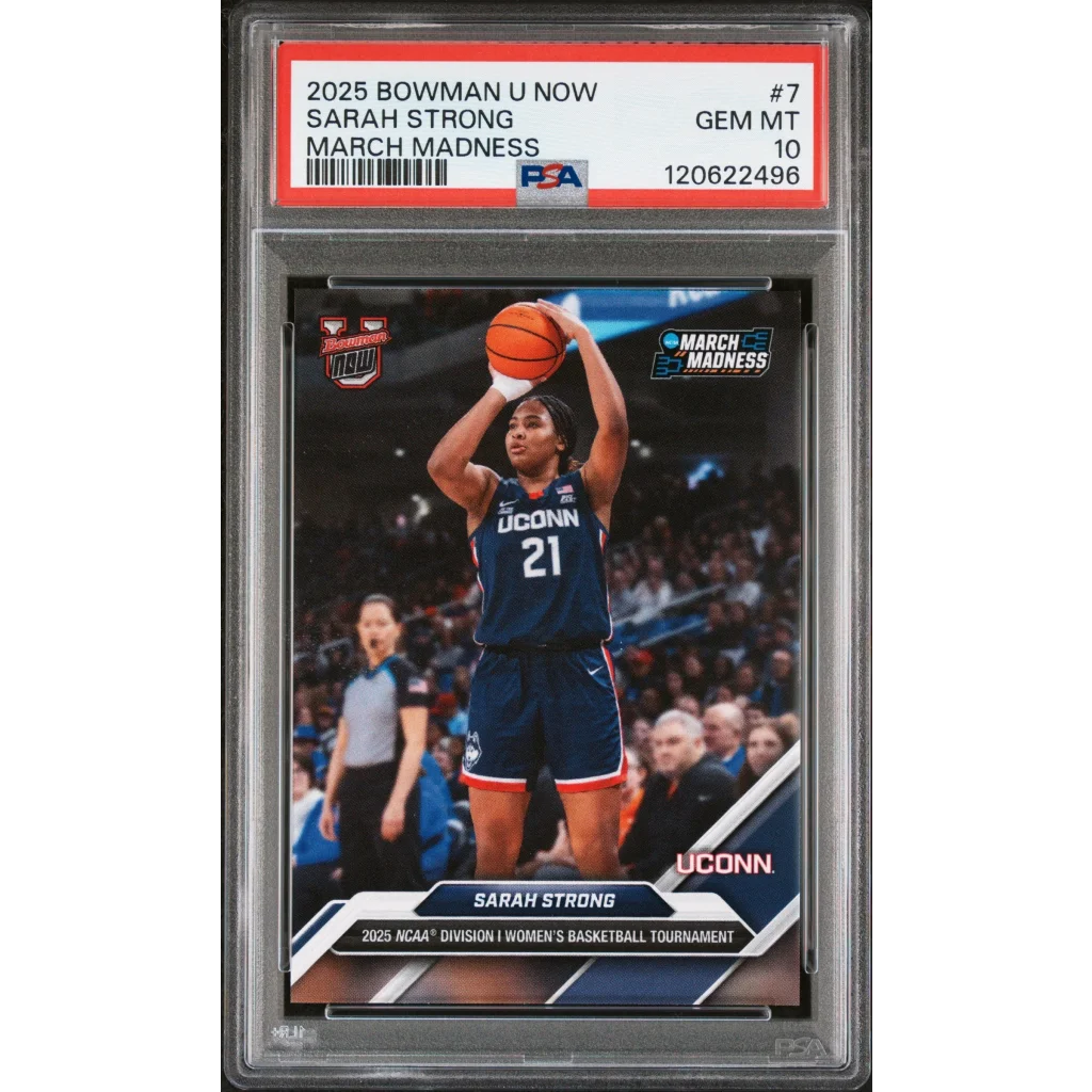 Graded 2025 Topps Bowman U Now March Madness Sarah Strong #7 Rookie RC Basketball Card PSA 10 Gem Mint | Hall of Fame Sports Memorabilia | vintageantiquesgifts.com