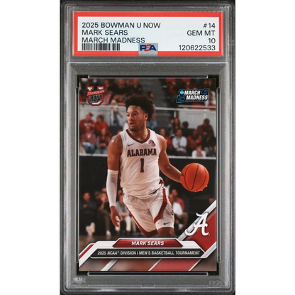 Graded 2025 Topps Bowman U Now Mark Sears #14 March Madness Rookie RC Basketball Card PSA 10 Gem Mint | Hall of Fame Sports Memorabilia | vintageantiquesgifts.com