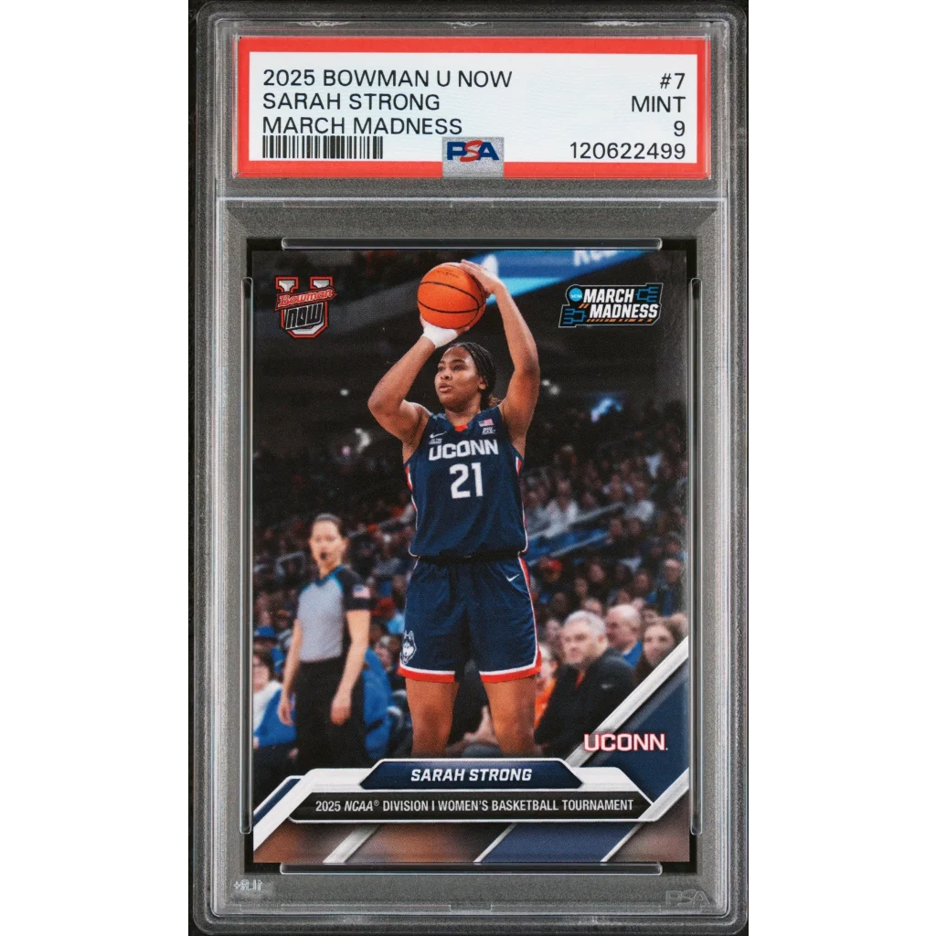 Graded PSA 9 2025 Topps Bowman U Now Sarah Strong #7 March Madness RC Card