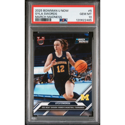 Graded PSA 10 Gem Mint 2025 Bowman U Now Syla Swords March Madness Rookie Card