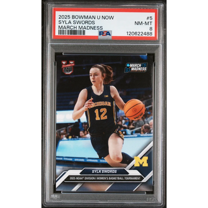 Graded 2025 Topps Bowman U Now Syla Swords #5 March Madness Rookie RC Basketball Card PSA 8 Near Mint | Hall of Fame Sports Memorabilia | vintageantiquesgifts.com