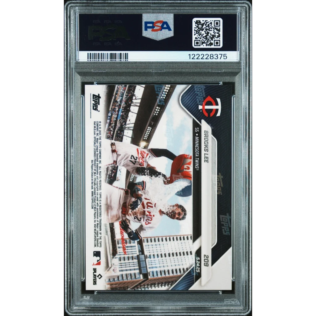 Graded 2025 Topps Now Brooks Lee #209 Black Foil /10 Rookie RC Baseball Card PSA 9 Mint | PSA 9 Mint Graded Rookie Card | vintageantiquesgifts.com