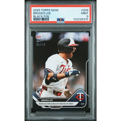 Graded 2025 Topps Now Brooks Lee #209 Black Foil /10 Rookie RC Baseball Card PSA 9 Mint | Hall of Fame Sports Memorabilia | vintageantiquesgifts.com