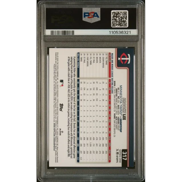 PSA 10 Graded 2025 Topps Brooks Lee #317 Rookie Card in Slab