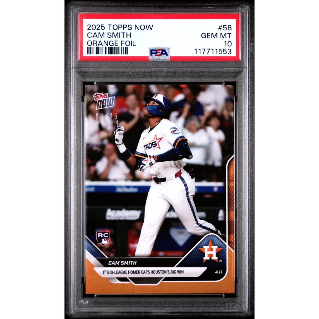 Graded 2025 Topps Now Cam Smith #58 Orange Foil /25 RC PSA 10 Gem Mint