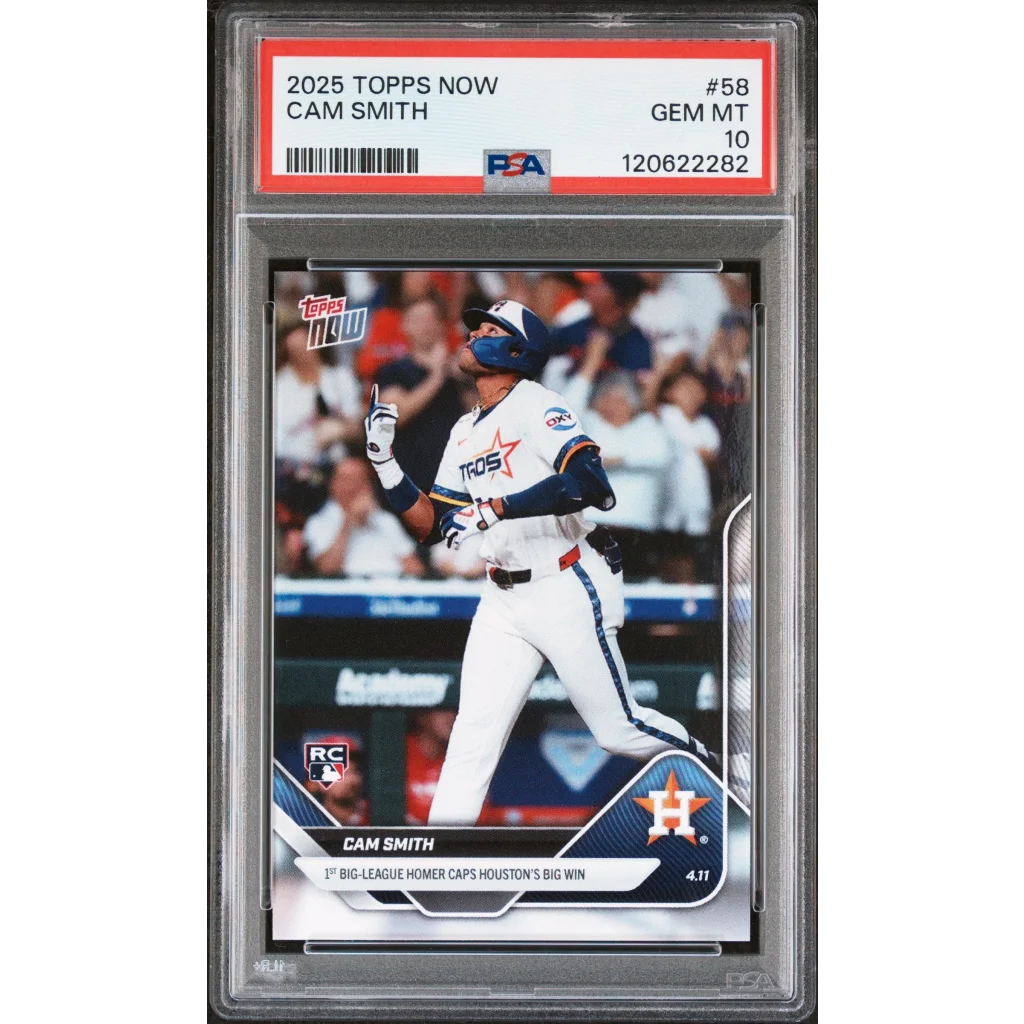 Graded 2025 Topps Now Cam Smith #58 Rookie RC Baseball Card PSA 10 Gem Mint | Hall of Fame Sports Memorabilia | vintageantiquesgifts.com