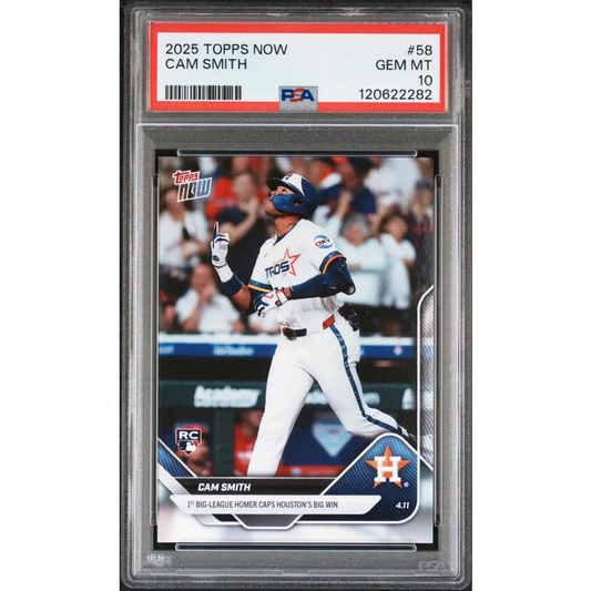 Graded 2025 Topps Now Cam Smith #58 Rookie RC Baseball Card PSA 10 Gem Mint | Hall of Fame Sports Memorabilia | vintageantiquesgifts.com