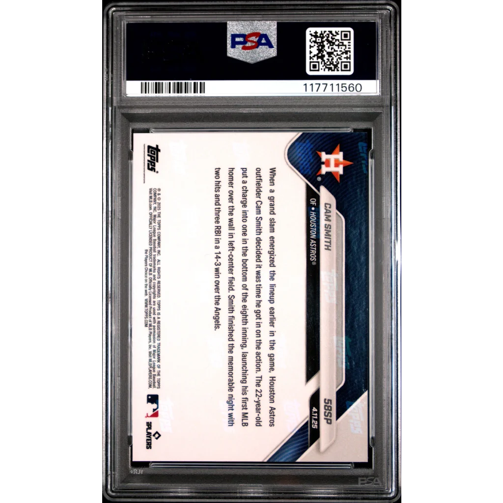 Graded 2025 Topps Now Cam Smith #58SP Rookie RC Baseball Card PSA 10 Gem Mint | PSA 10 Gem Mint Graded Rookie Card | vintageantiquesgifts.com
