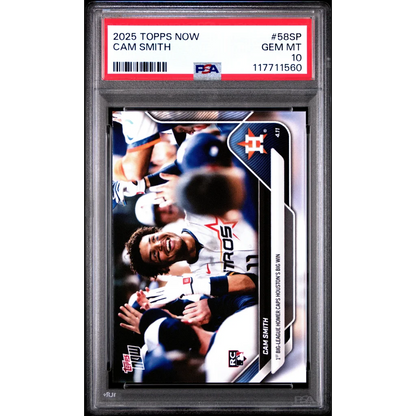 Graded 2025 Topps Now Cam Smith #58SP Rookie RC Baseball Card PSA 10 Gem Mint | Hall of Fame Sports Memorabilia | vintageantiquesgifts.com