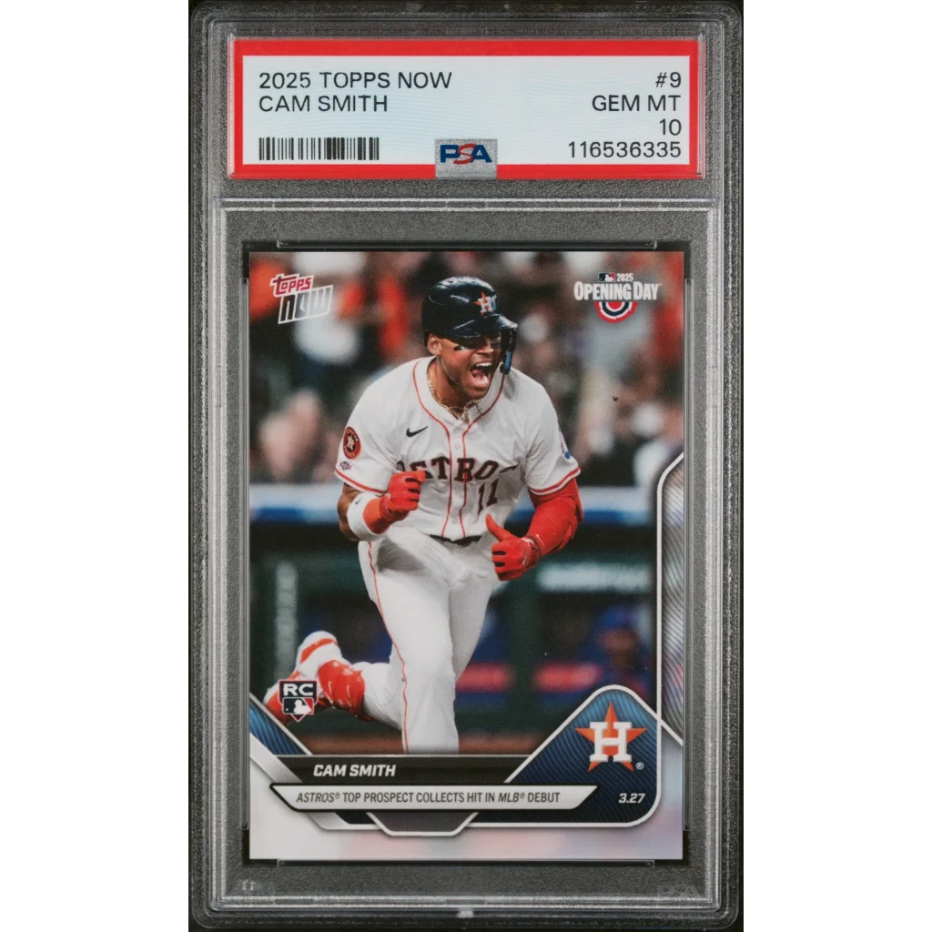 Graded 2025 Topps Now Cam Smith #9 RC PSA 10 Gem Mint Astros Card