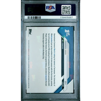 Graded 2025 Topps Now Cam Ward #D1 1st University of Miami QB Drafted Number 1 Since '87 Rookie RC Football Card PSA 10 Gem Mint | PSA 10 Gem Mint Graded Rookie Card | vintageantiquesgifts.com