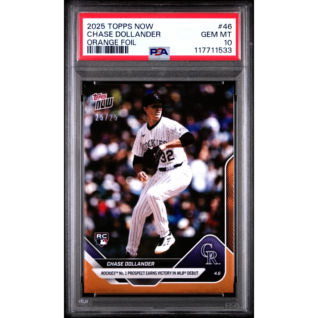 Graded PSA 10 Gem Mint 2025 Topps Now Chase Dollander #46 Orange Foil /25