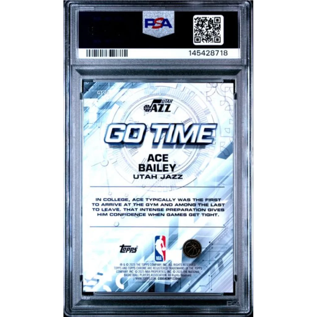 Graded PSA 10 2025 Topps Chrome Ace Bailey Utah Jazz Go Time Rookie Card
