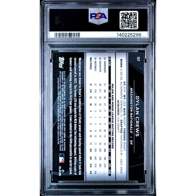 Graded 2025 Topps Chrome Black Dylan Crews 127 Variation Rookie RC Baseball Card PSA 10 Gem Mint | PSA 10 Gem Mint Graded Rookie Card | vintageantiquesgifts.com