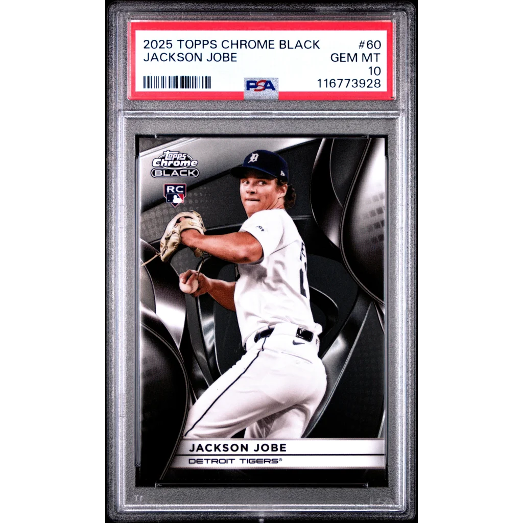 Graded 2025 Topps Chrome Black Jackson Jobe #60 Rookie RC Baseball Card PSA 10 Gem Mint | Hall of Fame Sports Memorabilia | vintageantiquesgifts.com