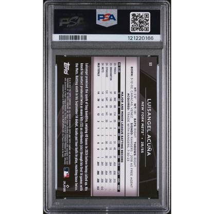 Graded 2025 Topps Chrome Black Luisangel Acuna #53 Gold Mini Diamond /50 Rookie RC Baseball Card PSA 10 Gem Mint | PSA 10 Gem Mint Graded Rookie Card | vintageantiquesgifts.com