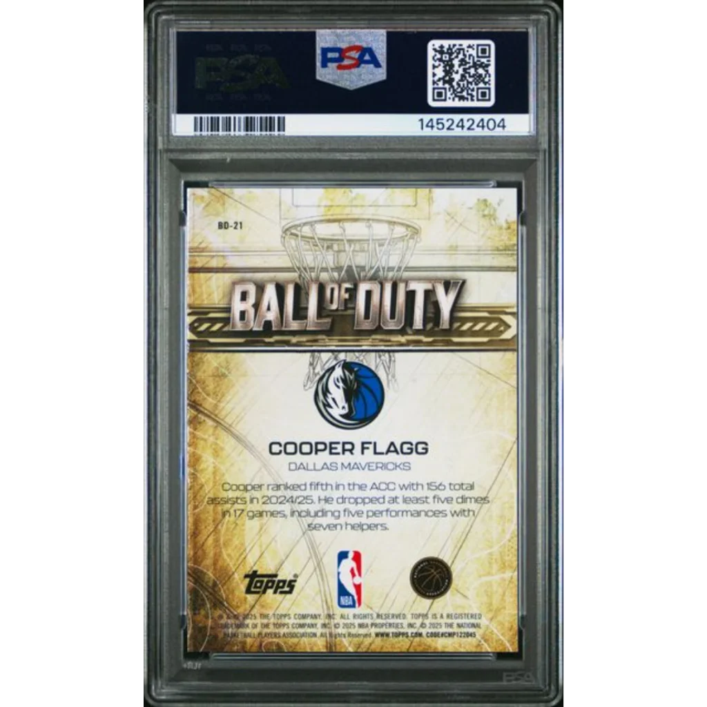Graded 2025 Topps Chrome Cooper Flagg BD21 Ball of Duty Rookie RC Basketball Card PSA 10 Gem Mint | PSA 10 Gem Mint Graded Rookie Card | vintageantiquesgifts.com