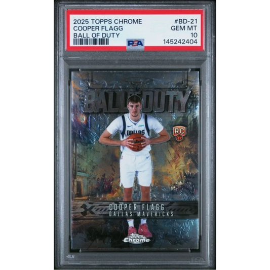 Graded 2025 Topps Chrome Cooper Flagg BD21 Ball of Duty Rookie RC Basketball Card PSA 10 Gem Mint | Hall of Fame Sports Memorabilia | vintageantiquesgifts.com