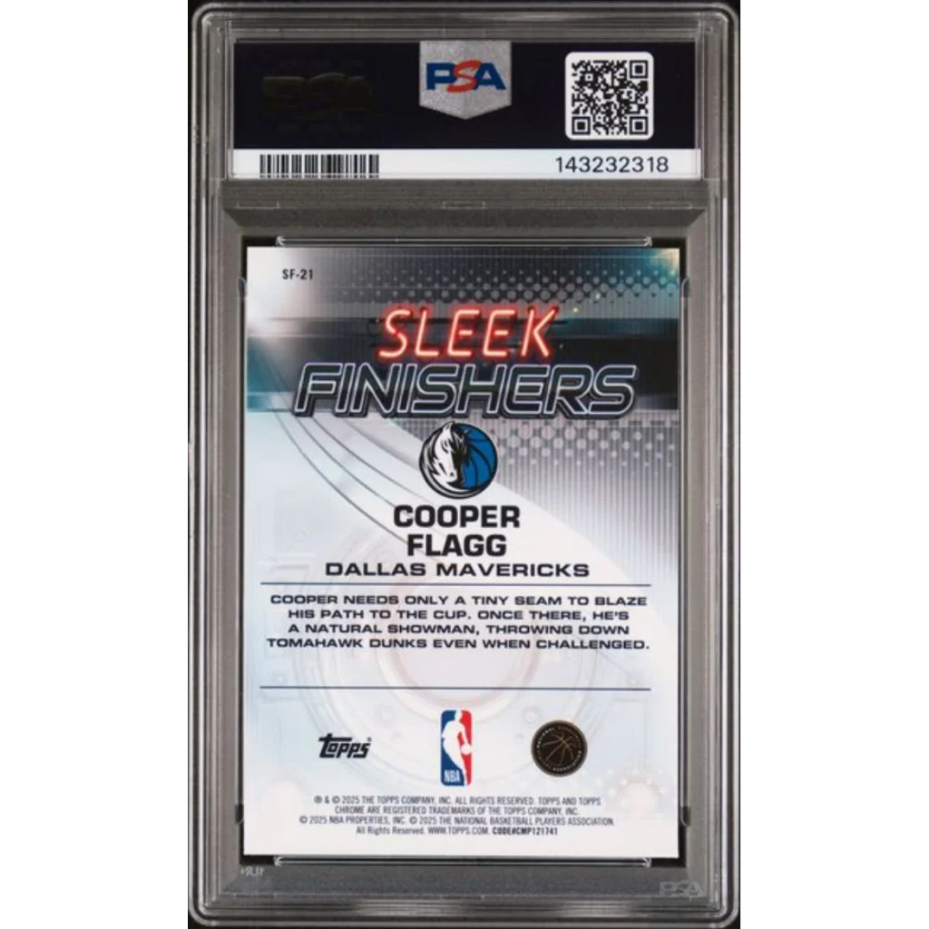 Graded PSA 10 2025 Topps Chrome Cooper Flagg #SF21 Sleek Finishers Rookie RC