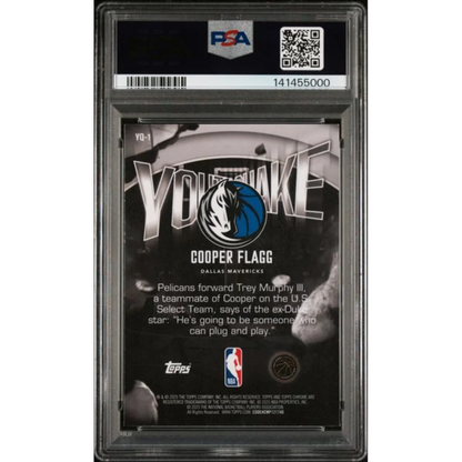 Graded 2025 Topps Chrome Cooper Flagg #YQ1 Youthquake Rookie RC Basketball Card PSA 10 Gem Mint | PSA 10 Gem Mint Graded Rookie Card | vintageantiquesgifts.com