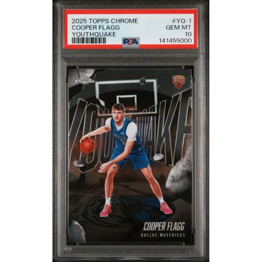 Graded 2025 Topps Chrome Cooper Flagg #YQ1 Youthquake Rookie RC Basketball Card PSA 10 Gem Mint | Hall of Fame Sports Memorabilia | vintageantiquesgifts.com