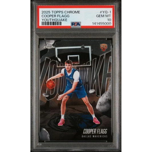 Graded 2025 Topps Chrome Cooper Flagg #YQ1 Youthquake Rookie RC Basketball Card PSA 10 Gem Mint | Hall of Fame Sports Memorabilia | vintageantiquesgifts.com