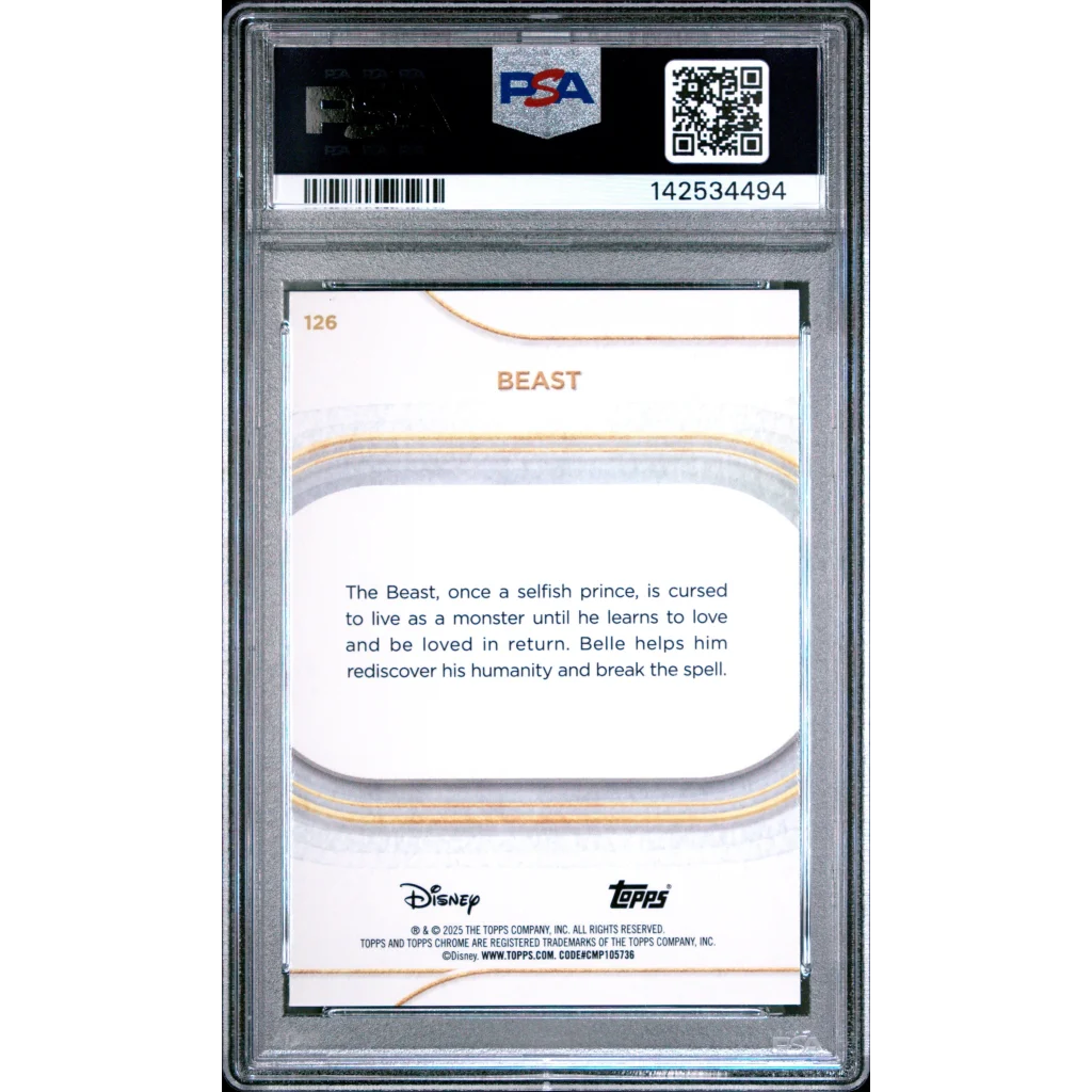 Graded 2025 Topps Chrome Disney Beast 126 Beauty and the Beast Trading Card PSA 10 Gem Mint | PSA 10 Gem Mint Graded Collectible Card | vintageantiquesgifts.com
