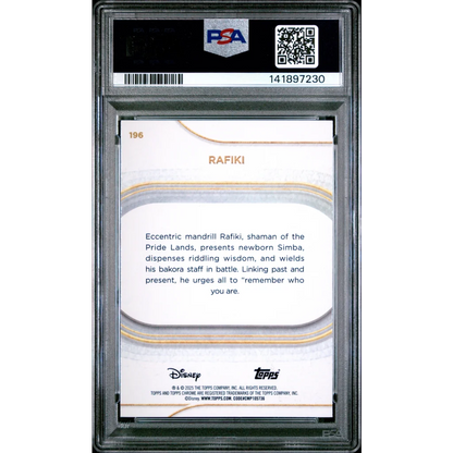 Graded 2025 Topps Chrome Disney Rafiki 196 Pink Refractor 250 The Lion King Live Action Trading Card PSA 10 Gem Mint | PSA 10 Gem Mint Graded Collectible Card | vintageantiquesgifts.com