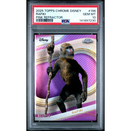 Graded 2025 Topps Chrome Disney Rafiki 196 Pink Refractor 250 The Lion King Live Action Trading Card PSA 10 Gem Mint | Hall of Fame Sports Memorabilia | vintageantiquesgifts.com