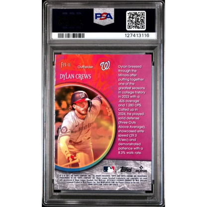 Graded 2025 Topps Chrome Dylan Crews #F15-11 Fortune 15 Rookie RC Baseball Card PSA 10 Gem Mint | PSA 10 Gem Mint Graded Rookie Card | vintageantiquesgifts.com