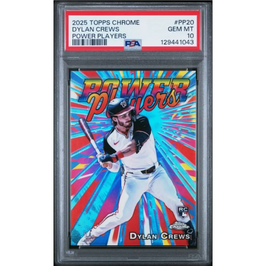 Graded 2025 Topps Chrome Dylan Crews #PP20 Power Players Rookie RC Baseball Card PSA 10 Gem Mint | Hall of Fame Sports Memorabilia | vintageantiquesgifts.com