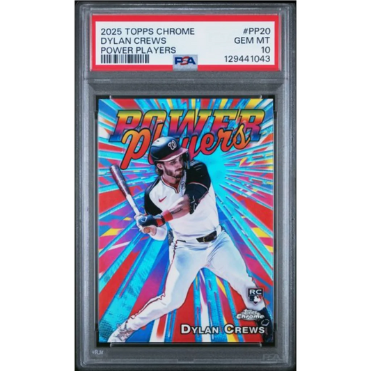Graded 2025 Topps Chrome Dylan Crews #PP20 Power Players Rookie RC Baseball Card PSA 10 Gem Mint | Hall of Fame Sports Memorabilia | vintageantiquesgifts.com