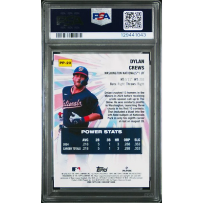 Graded 2025 Topps Chrome Dylan Crews #PP20 Power Players Rookie RC Baseball Card PSA 10 Gem Mint | PSA 10 Gem Mint Graded Rookie Card | vintageantiquesgifts.com