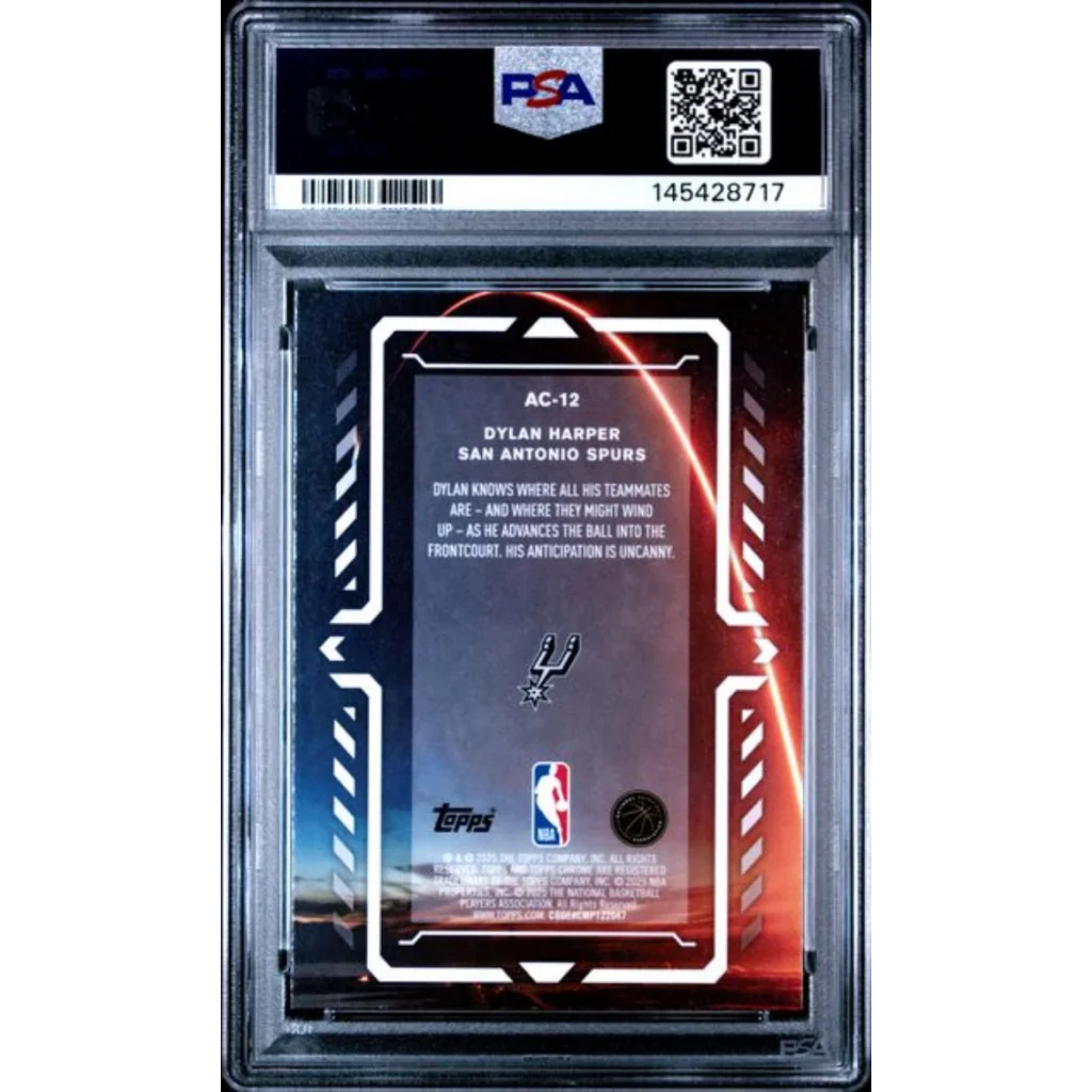 PSA 10 Graded 2025 Topps Chrome Dylan Harper AC-12 Spurs Rookie Card