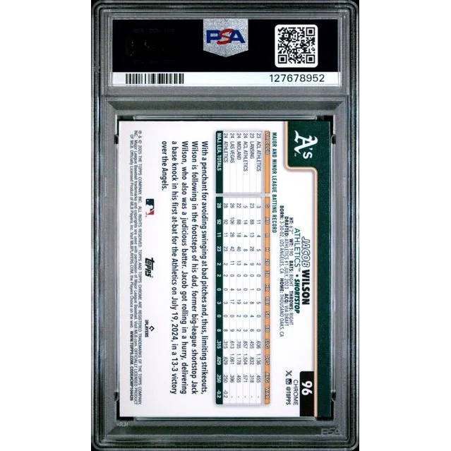 Graded 2025 Topps Chrome Jacob Wilson #96 Raywave Rookie RC Baseball Card PSA 10 Gem Mint | PSA 10 Gem Mint Graded Rookie Card | vintageantiquesgifts.com