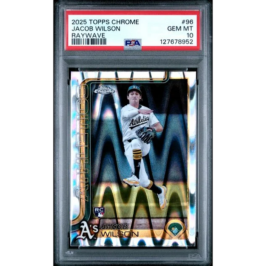 Graded 2025 Topps Chrome Jacob Wilson #96 Raywave Rookie RC Baseball Card PSA 10 Gem Mint | Hall of Fame Sports Memorabilia | vintageantiquesgifts.com
