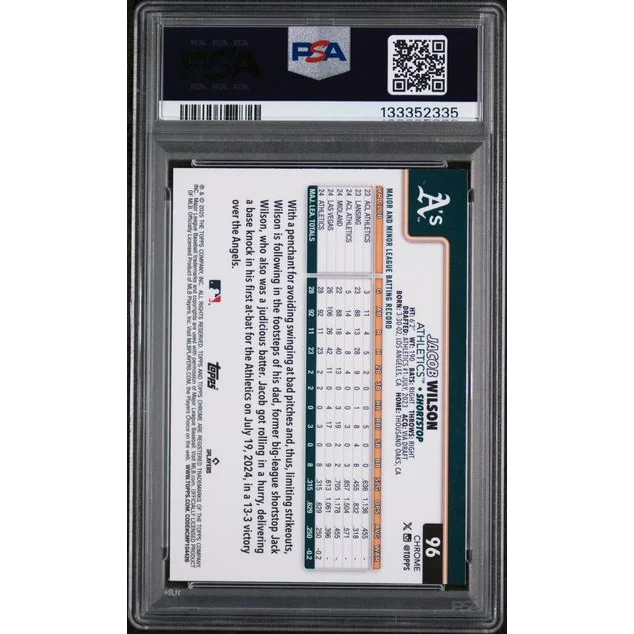 Graded 2025 Topps Chrome Jacob Wilson #96 Rookie PSA 10 Gem Mint card