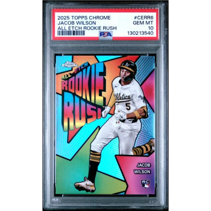 Graded PSA 10 Gem Mint 2025 Topps Chrome Jacob Wilson All Etch Rookie Rush RC