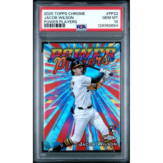 Graded 2025 Topps Chrome Jacob Wilson #PP22 Power Players Rookie RC Baseball Card PSA 10 Gem Mint | Hall of Fame Sports Memorabilia | vintageantiquesgifts.com
