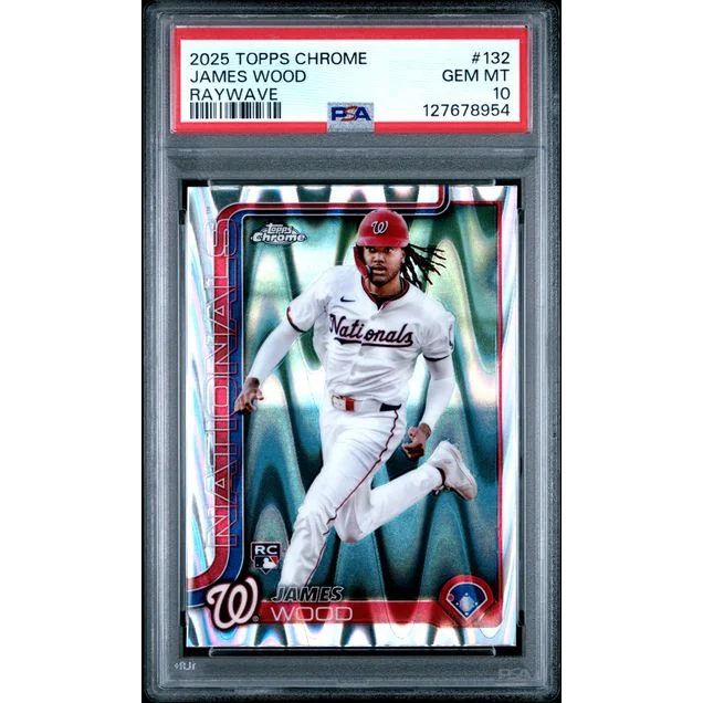 Graded 2025 Topps Chrome James Wood #132 Raywave Rookie RC Baseball Card PSA 10 Gem Mint | Hall of Fame Sports Memorabilia | vintageantiquesgifts.com