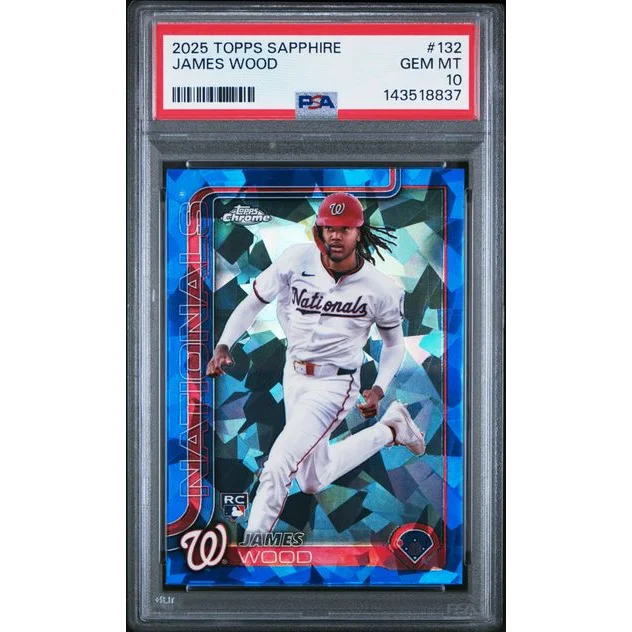 Graded PSA 10 Gem Mint 2025 Topps Sapphire James Wood #132 Rookie Card